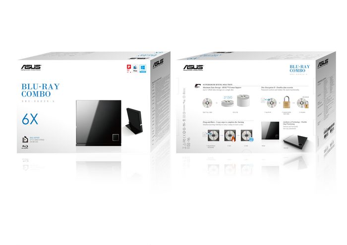 Asus SBC-06D2X-U Unidad de disco óptico Blu-Ray DVD Combo Negro