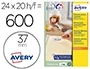 Etiquetas Adh.Impr.Avery A4 Blanca Redonda Removible Eco Caja 25H Ø37Mm 600Uds.(L4851Rev)