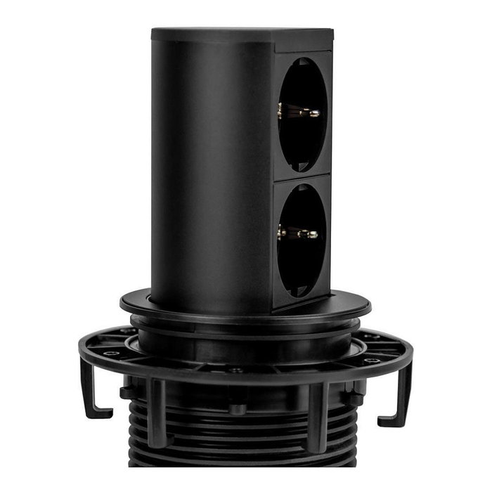 BACHMANN Módulo Enchufes Elevator 2XSchuko Negro Aluminio Anodizado Negro Mate Pure Black