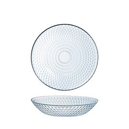 ADI PAMPILLE Plato Hondo 20 cm, Colección Pampille, Vidrio Grabado, Apto Lavavajillas y Microondas (Set de 6)