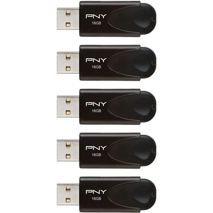 PNY Paquete de 5 Memorias USB 2.0 de 16 GB cada una - PNY0751492604756
