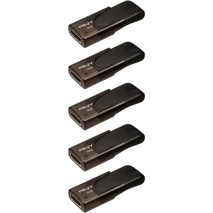 PNY Paquete de 5 Memorias USB 2.0 de 16 GB cada una - PNY0751492604756