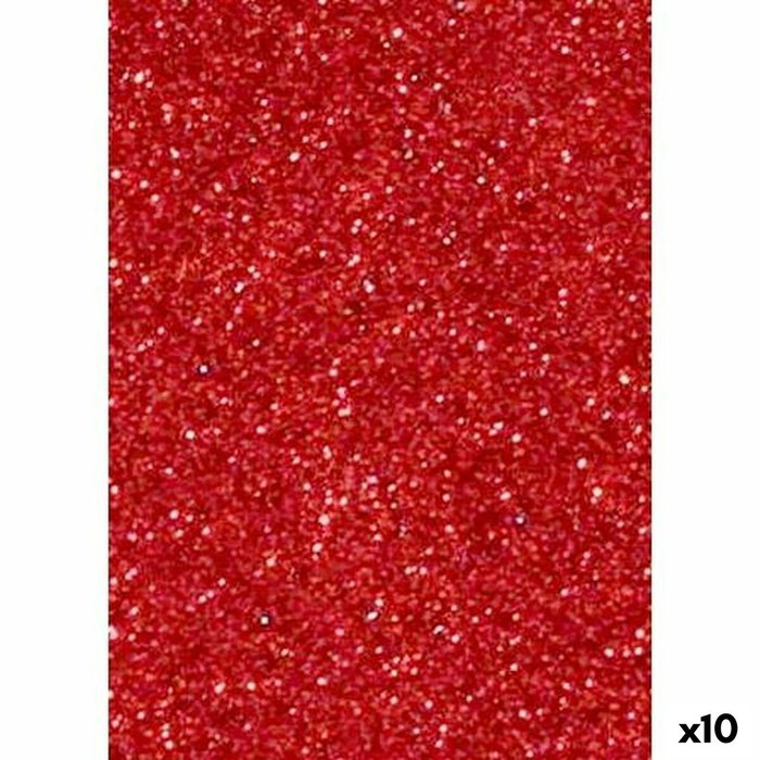 Fama Goma Eva Glitter Rojo 50x70cm 2mm Pack de 10