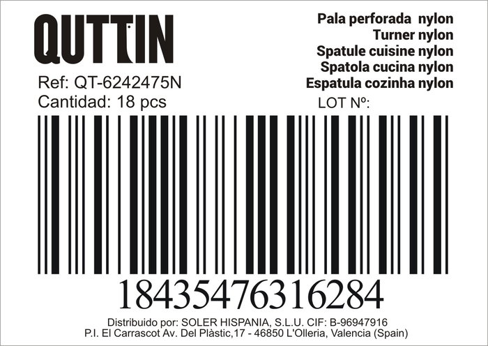 Quttin Pala Nylon Perforada Pro 36 x 8 cm (18 Unidades)