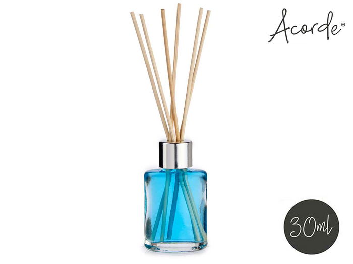 Acorde Mikado 30 ml Ocean Aroma, Difusor con Varillas de Ratán, Vidrio y Plástico, Azul, 4.4x7.9x2.9 cm (Set de 24)