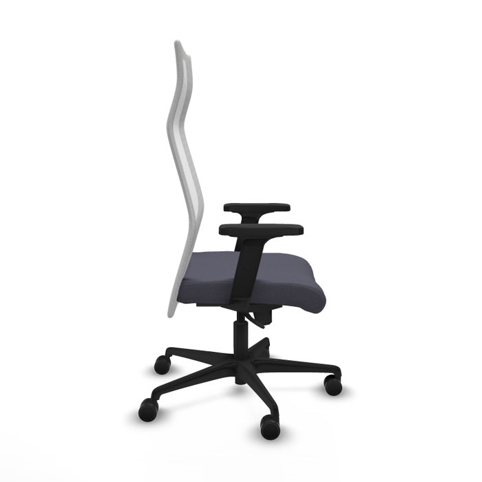 PIQUERAS Y CRESPO Sillón Albacete con Mecanismo Sincro, Tela Gris Oscuro y Malla Blanca