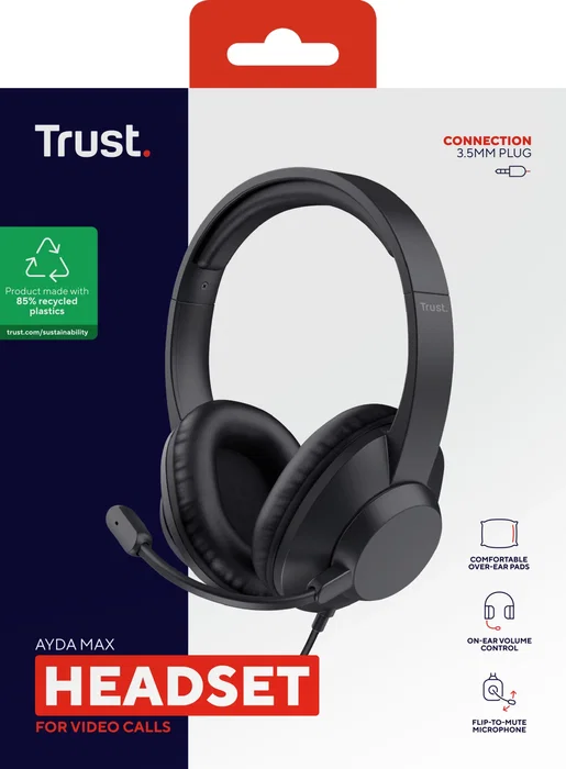Trust Ayda Max Auriculares con Micrófono Jack 3,5 mm Negro