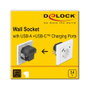 DeLOCK Enchufe de pared con 2 puertos USB y toma CEE 7/3 Blanco