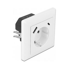 DeLOCK Enchufe de Pared con 2 Puertos USB 3.4A (Tipo-A y Type-C), 16A 4000W, Blanco, CEE 7/3