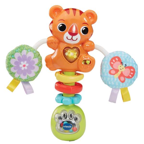 VTech Sonajero Musical Tigre para Bebés 3-24 Meses con Frases, Canciones, Luces y Melodías - Incluye Pilas AAA, 18.4 x 16 x 4.7 cm