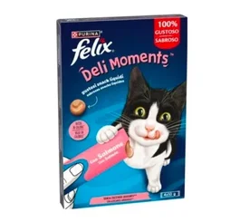 FELIX Deli Moments Salmón - Sobres para Gato - 114 Sobres de 10g - Comida Húmeda