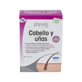 PHYSALIS Cabello Y Uñas 45 Comp. Suplemento con Biotina, Colágeno, Zinc, Vitamina C, Silicio para Pelo y Uñas