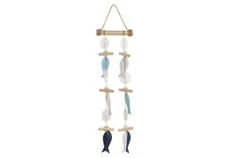 DKD Home Decor Decoración Colgante de Madera y Resina de Peces, 14x3x53 cm