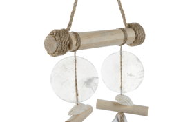 DKD Home Decor Decoracion Colgante Mediterraneo Azul Natural Madera Resina Peces 3 x 53 x 14 cm (4 Unidades)