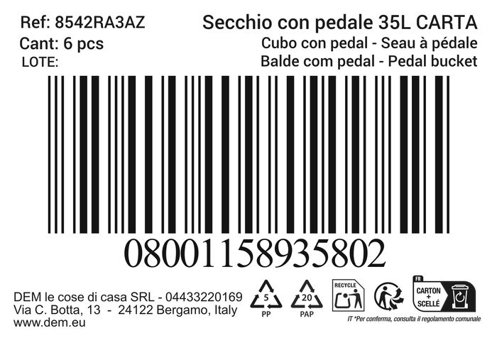 Inde Cubo con Pedal Ecoponto 35 Lt | Dimensiones: 29.9 cm (Ancho) x 48.4 cm (Alto) x 38.2 cm (Largo) (6 Unidades)