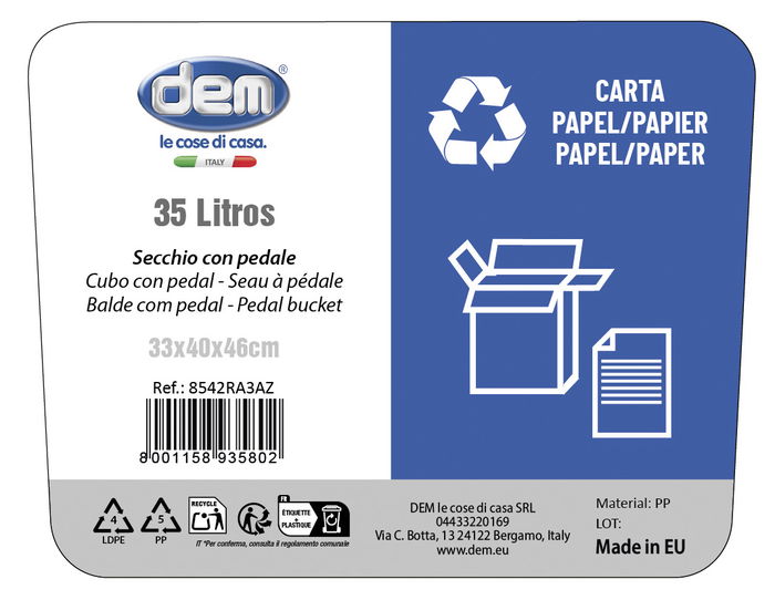 Inde Cubo con Pedal Ecoponto 35 Lt | Dimensiones: 29.9 cm (Ancho) x 48.4 cm (Alto) x 38.2 cm (Largo) (6 Unidades)