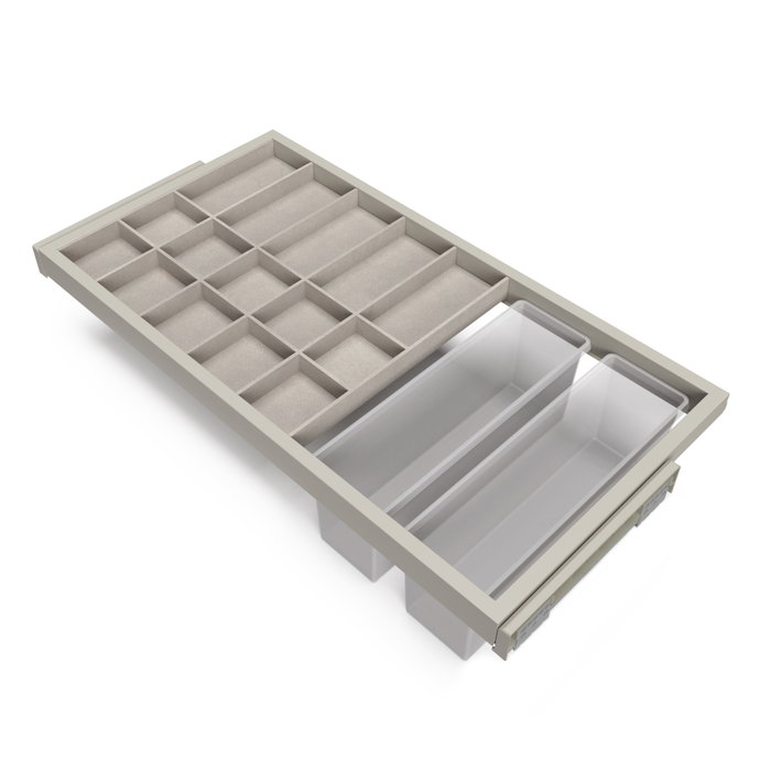 Emuca Kit de cajón organizador y bastidor de guías Hack, Módulo 900mm, Gris piedra Emuca Kit de cajón organizador y bastidor de guías Hack, Módulo 900mm, Gris piedra