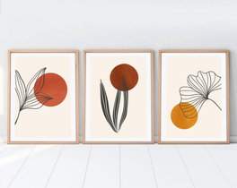 Wallity Huhu215 Cuadro Decorativo Enmarcado 3 Piezas MDF y Madera Maciza 50 x 70 cm