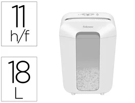 Fellowes LX70 Destructora de Documentos Capacidad 11 Hojas Seguridad P4 Grapas Clips Tarjetas Papelera 18L