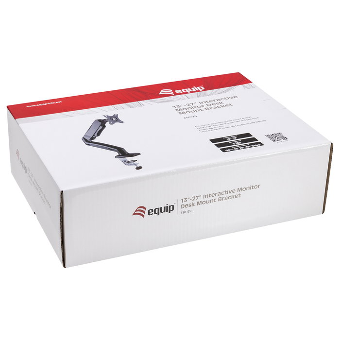 EQUIP Soporte de sobremesa para monitor de 17" a 32", abrazadera VESA 100x100, gasfeder, 9 kg, inclinación -90°/+90°, rotación 180°, color negro