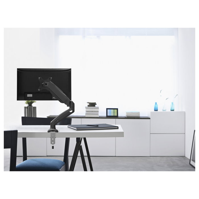 EQUIP Soporte de sobremesa para monitor de 17" a 32", abrazadera VESA 100x100, gasfeder, 9 kg, inclinación -90°/+90°, rotación 180°, color negro