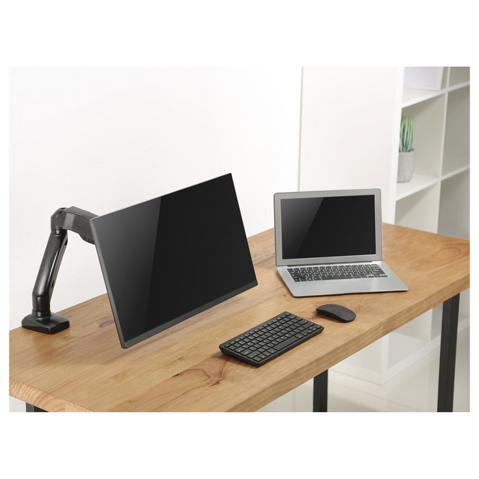 EQUIP Soporte de sobremesa para monitor de 17" a 32", abrazadera VESA 100x100, gasfeder, 9 kg, inclinación -90°/+90°, rotación 180°, color negro