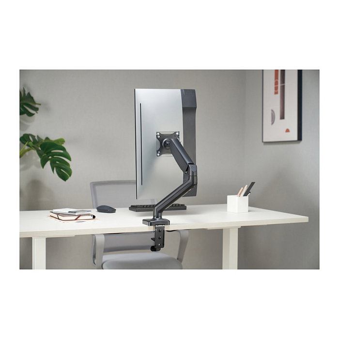 EQUIP Soporte de sobremesa para monitor de 17" a 32", abrazadera VESA 100x100, gasfeder, 9 kg, inclinación -90°/+90°, rotación 180°, color negro
