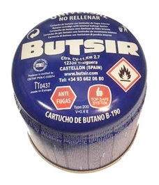 BUTSIR Cartucho de Butano con Perforación y Válvula Limitadora de Fugas 190 g
