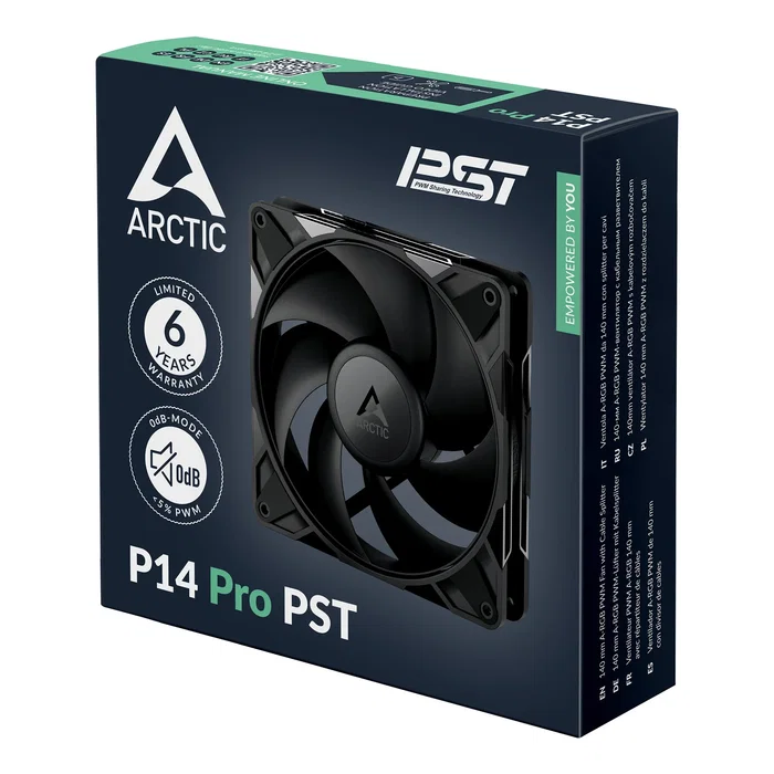 Arctic P14 Pro PST Ventilador PC 140mm Negro con Control PWM y Rodamiento de Fluido Dinámico (FDB) - Flujo de Aire 186 m³/h - 1 Unidad
