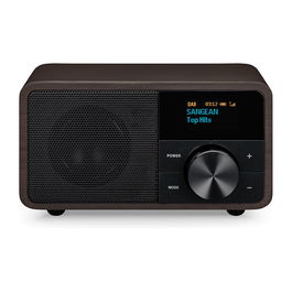Sangean DDR-7 - Radio Digital DAB+ y FM con Bluetooth 5.0, Pantalla OLED, 8W, Batería Recargable, Reloj y Alarma, Acabado en Madera Oscura
