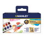 Manley Set de Acuarelas en Pastillas de 12 Colores con Pincel
