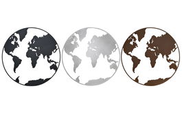 DKD Home Decor Set 3 Piezas Decoración de Pared Mapa Metal Negro Blanco Bronce 98 x 98 x 1 cm