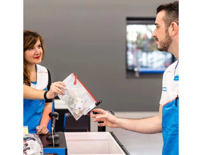 Djois Bolsa multiusos de PVC Din A6 con cremallera y portabolígrafos azul