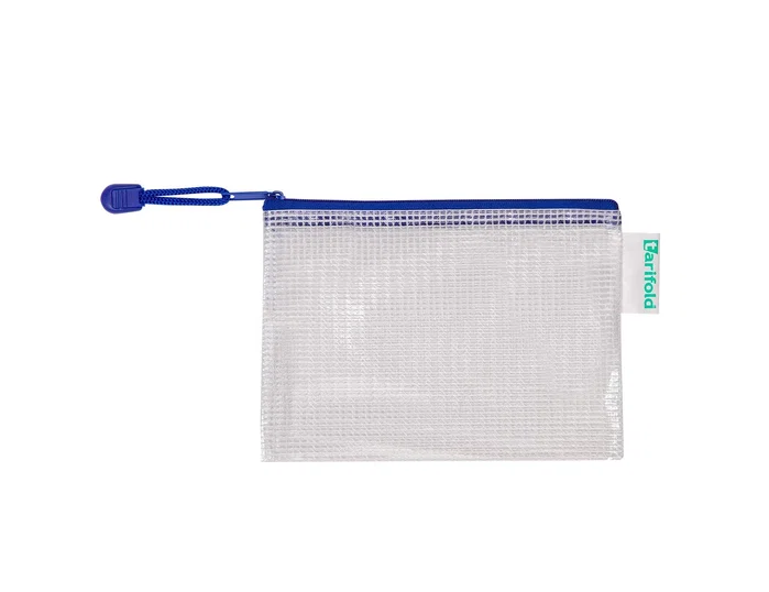 Djois Bolsa multiusos de PVC Din A6 con cremallera y portabolígrafos azul