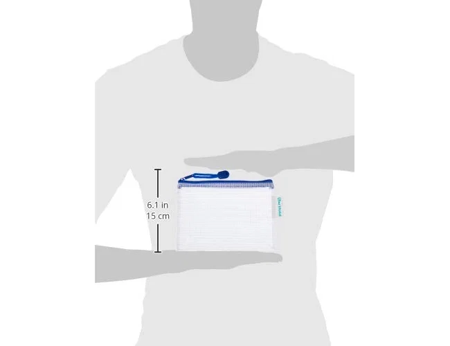 Djois Bolsa multiusos de PVC Din A6 con cremallera y portabolígrafos azul