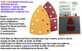 BOSCH Surtido de hojas de lija Set-25 (102 x 62,93 mm) GR 40/80/120/180