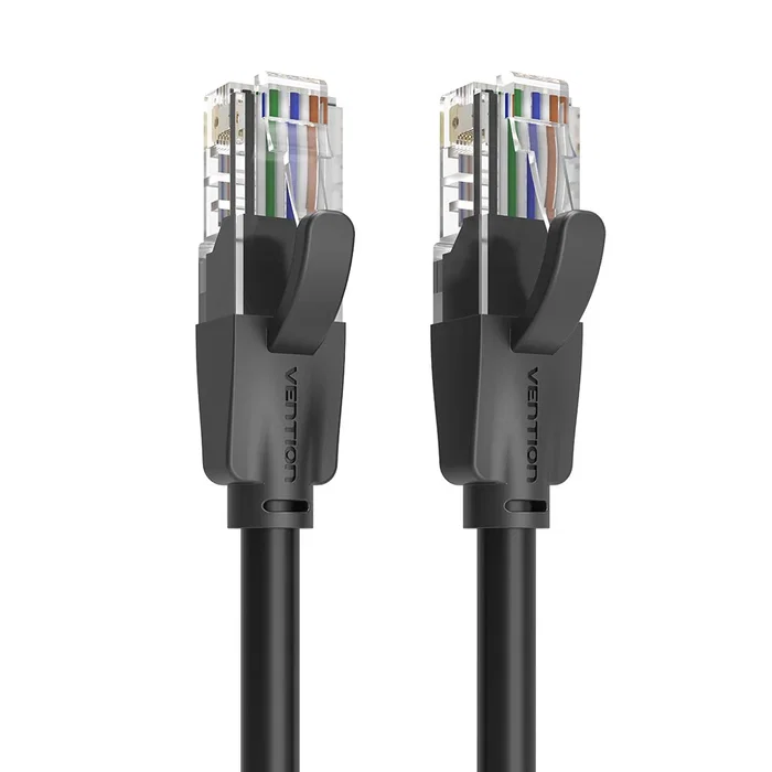 Vention Cable de Red Ethernet RJ45 Cat6 UTP 50cm (0.5m) Negro - Para Gaming y Streaming Gigabit 1000 Mbps