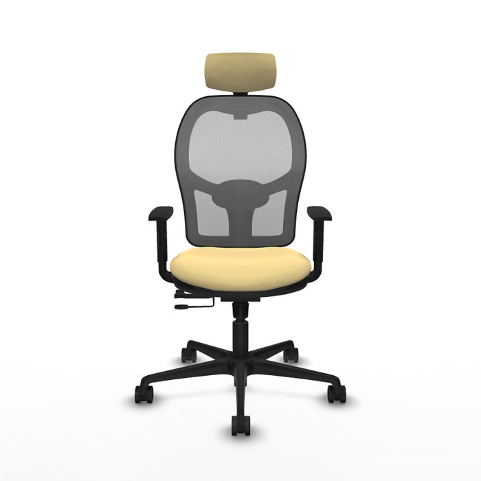 PIQUERAS Y CRESPO Silla de oficina Jorquera con mecanismo Sincro/Traslack, Crema y Gris