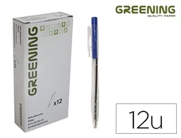 Greening Bolígrafo Retractil Azul Tinta Aceite Trazo 0,5 mm