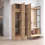Hanah Home Ml18-A Recibidor Moderno Industrial Pino Atlántico con Ganchos y Estantes para Entrada 90x180x34 cm