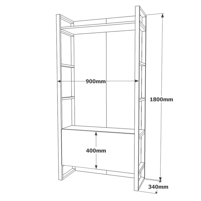 Hanah Home Ml18-A Recibidor Moderno Industrial Pino Atlántico con Ganchos y Estantes para Entrada 90x180x34 cm Hanah Home Ml18-A Recibidor Moderno Industrial Pino Atlántico con Ganchos y Estantes para Entrada 90x180x34 cm