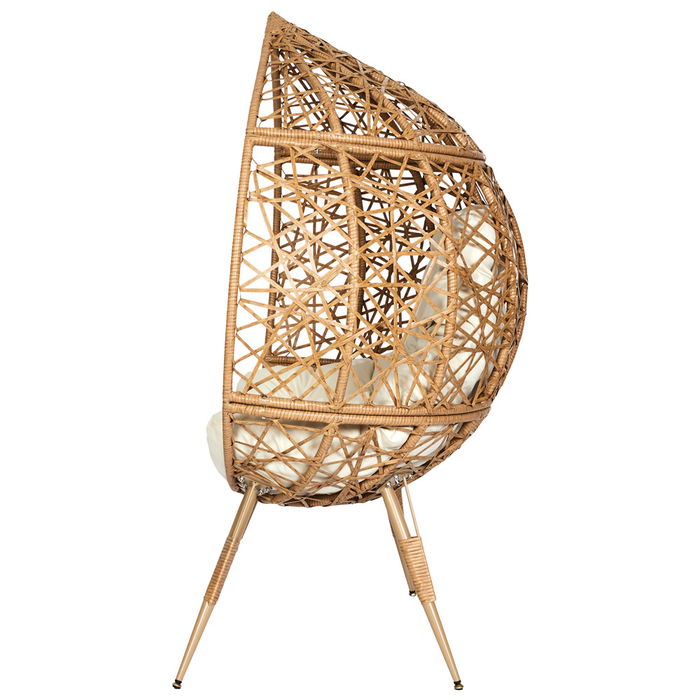 Home Deco Factory Butaca Huevo Colección Natural Con Cojín Hierro PE 100x65 cm