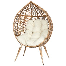 Home Deco Factory Butaca Huevo Colección Natural Con Cojín Hierro PE 100x65 cm