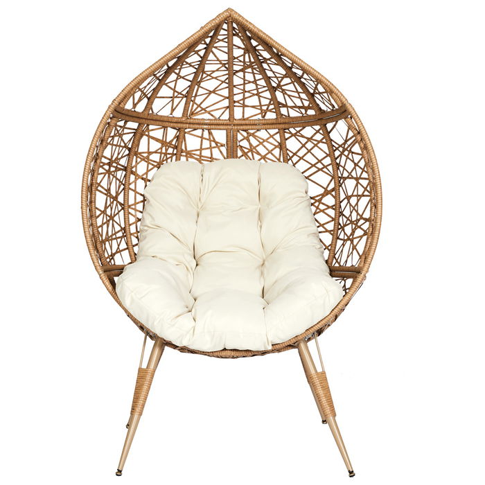 Home Deco Factory Butaca Huevo Colección Natural Con Cojín Hierro PE 100x65 cm