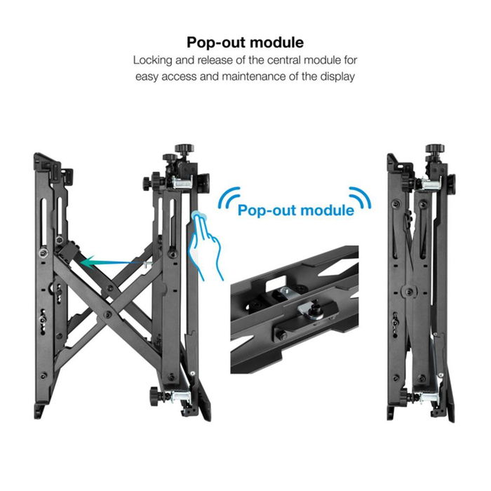 Tooq TQVW4571T Soporte Video Wall para Pantallas de 45"-70", Negro, Carga Máxima 70kg, VESA 200x200-600x400mm