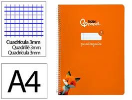Liderpapel Cuaderno Espiral A4 Pautaguía Tapa Blanda 80 Hojas 75gr Cuadro Pautado 3mm Color Naranja