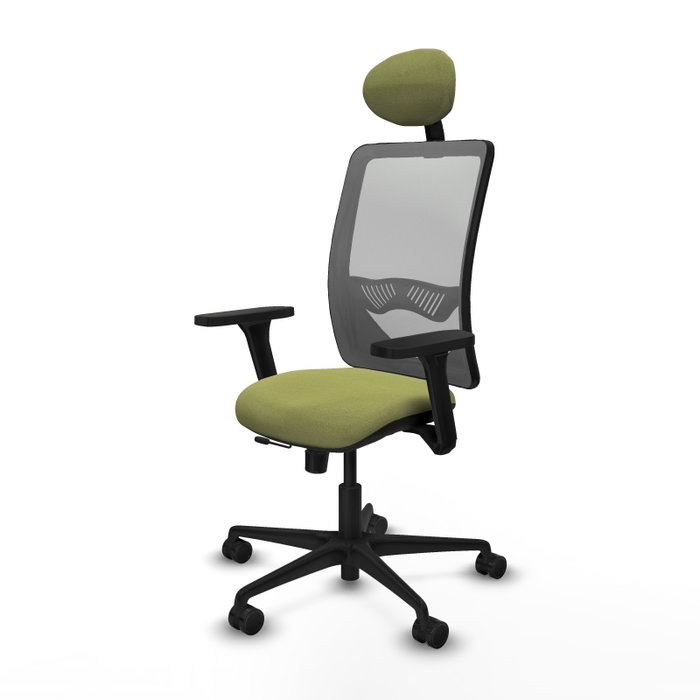 PIQUERAS Y CRESPO Silla de oficina Zulema con mecanismo Sincro/Traslack, Verde oliva y Gris