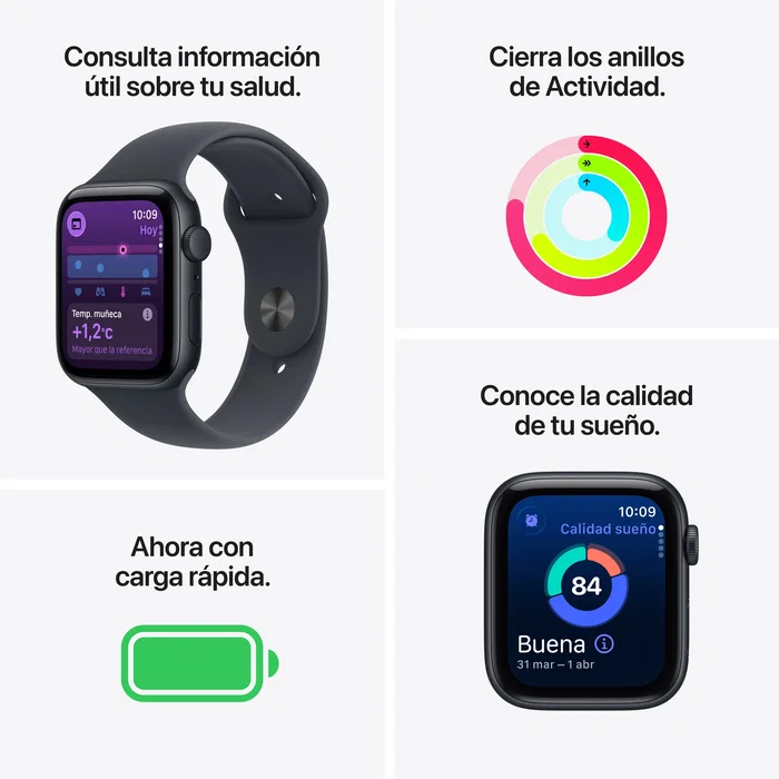 Apple Watch SE 3 GPS 40mm Medianoche Correa Deportiva Negra S/M Apple Watch SE 3 GPS 40mm Medianoche Correa Deportiva Negra S/M