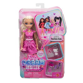 Barbie Muñeca Dream Besties Malibu JKP50 Mattel Muñeca de Moda con Accesorios Temáticos y Gatito, Idioma: English, francés, alemán, portugués, español