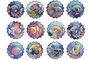 DKD Home Decor Posavasos de Dolomita con Diseño de Pez, Surtido de 12 Piezas
